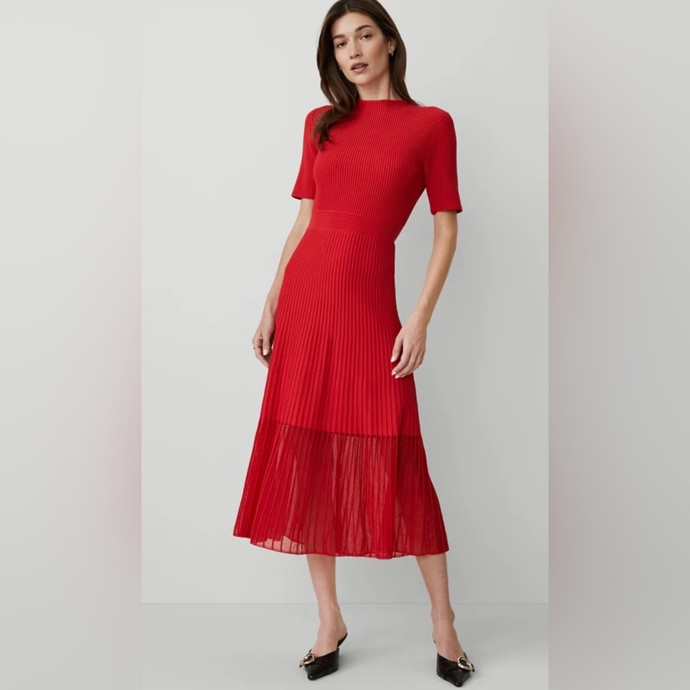 Ann Taylor Vibrant Red Midi Dress